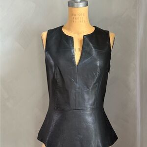 Theory Black Leather Top